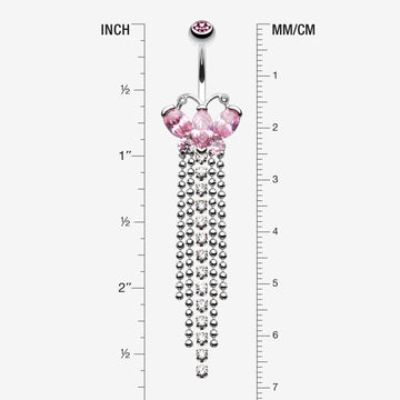 Detail View 1 of Butterfly Dazzle Showers Belly Button Ring-Pink